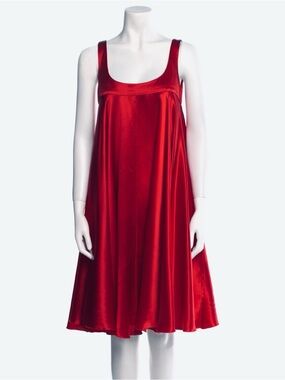 NEW YORK & CO DEEP Red Satin Sleeveless Swing dress Sz 10